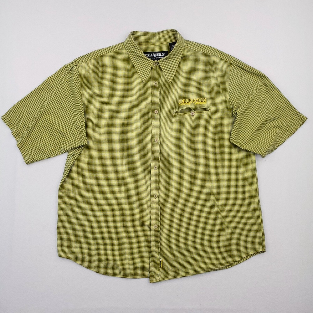 Vintage Pelle Pelle Shirt Mens XXL Yellow Flannel Urban Streetwear 90s Hip Hop